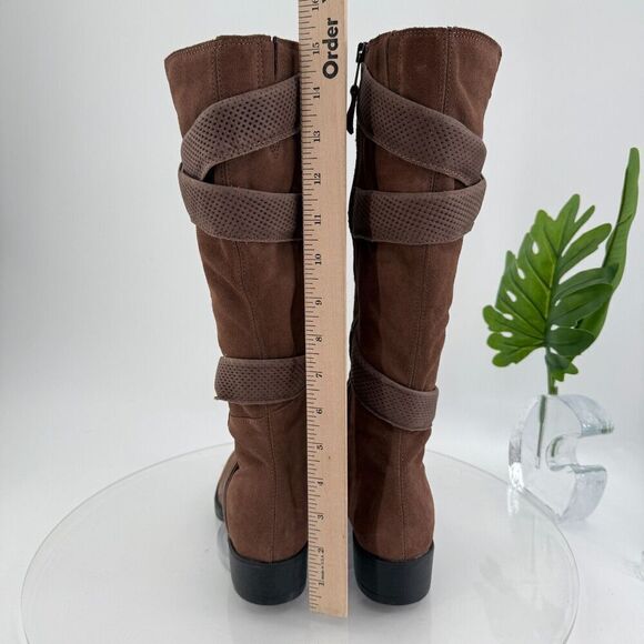 Miz Mooz Women's Noland Knee High Brown Suede Boot Size 36 6 Zip up Block Heel - Picture 8 of 16